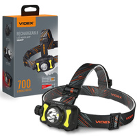 Dobíjecí LED čelovka 5W 700lm 8 režimů USB-C Vodotěsný IP55 Videx