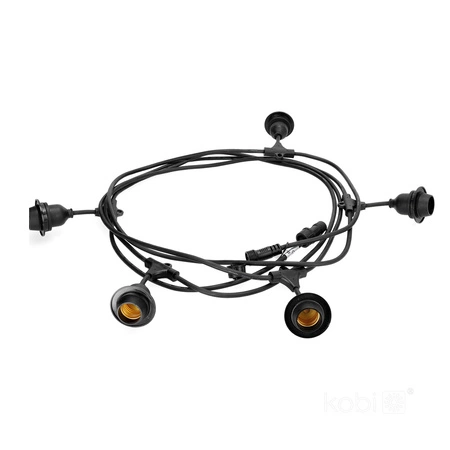 Venkovní zahradní světelný řetěz 5x E27 černý IP44 5m Kréta Kobi