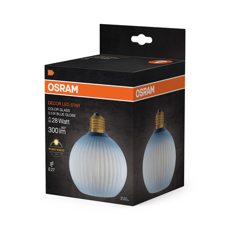LED žárovka E27 Sphere 3,5W 300lm 2700K teplá bílá Decorative Blue Osram