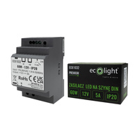 Napájecí zdroj LED na lištu DIN Premium Line 12V 60W Ecolight
