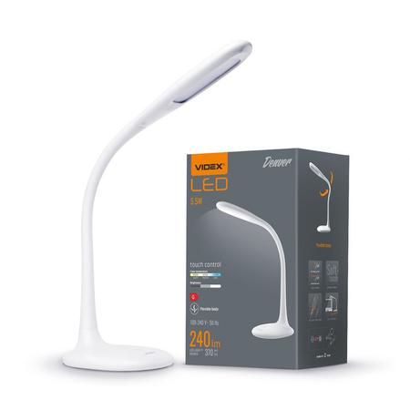 DENVER VIDEX stolní lampa LED. stmívatelná 5.5W 3000K - 5500K CCT bílá