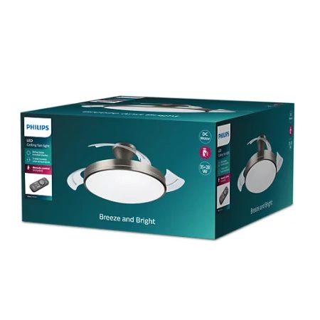 Stropní světlo LED s ventilátorem Plafond 28+35W 4500lm 2700-5500K nikl Atlas Philips