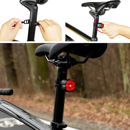 Zadní svítilna na kolo červená USB-C 6 režimů IP66 POWERFUL VAYOX