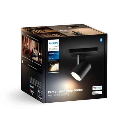 Spot Runner LED nástěnná lampa černá 4,2W CCT PHILIPS HUE Bluetooth Zigbee + stmívač