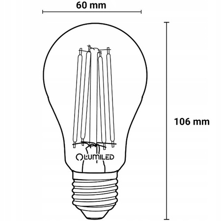 LED žárovka E27 A60 7W = 60W 806lm 3000K Warm 360° FILAMENT LUMILED