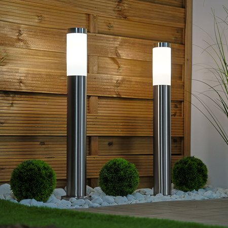 Venkovní zahradní lampa E27 SILVER POST 65cm s pohybovým a soumrakovým senzorem