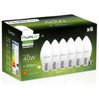 6x Žárovka LED E27, B35 5W = 40W 470lm 4000K Neutrální bílá 180° LUMILED
