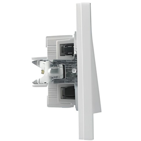 Jednopólový zapuštěný svíčkový spínač Asfora IP20 s bílým rámečkem