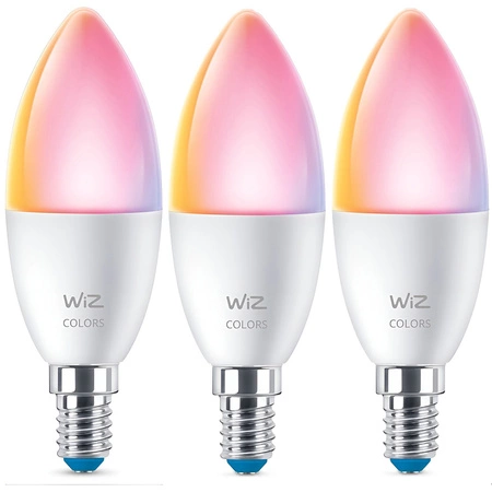3x LED žárovka E14 Candle C37 4,9W = 40W 470lm 2200-6500K RGB + TW Smart SMART WiFi Bluetooth App WiZ