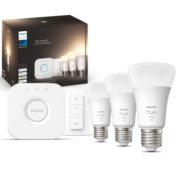 3PAK LED žárovka E27 A60 9,5W 2700K Warm PHILIPS HUE White Bluetooth Zigbee + Hue Bridge + stmívač