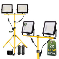 LED reflektor ZUNA2 Halogenová lampa 2x 100W 6500K na stojanu + kabel + hermetický konektor LUMILED