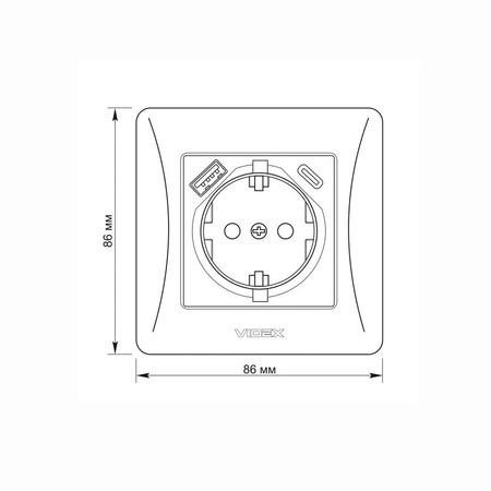 Jediná zásuvka s USB-A+USB-C 16A pod omítku Černá BINERA VIDEX