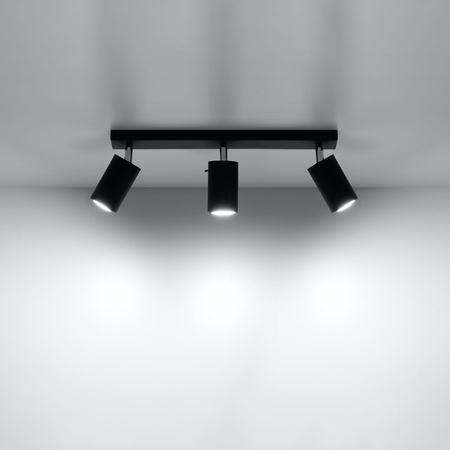 Svítidlo pro povrchovou montáž RING 3L 3xGU10 Reflektor halogenový pohyblivý minimalistický černý SOLLUX