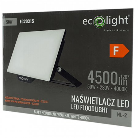 Reflektor LED Halogenový 50W 4000K 4500lm IP65 Ecolight