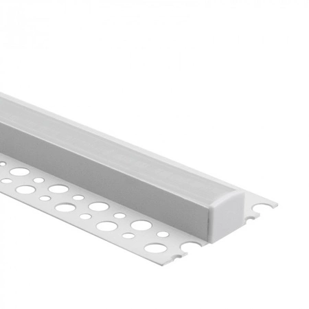 Hliníkový LED profil pro sádrokarton REGIPS Podprofil pro dlaždice bílý 1m s matným difuzorem pro LED pásky + koncovky GN Ecolight series