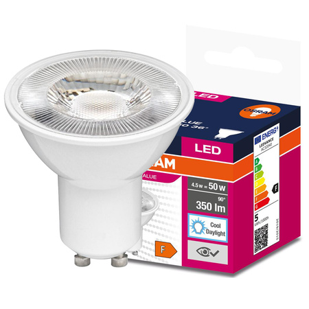 LED PAR16 reflektor GU10 4,5W = 50W 350lm 6500K studená bílá 36° VALUE Osram