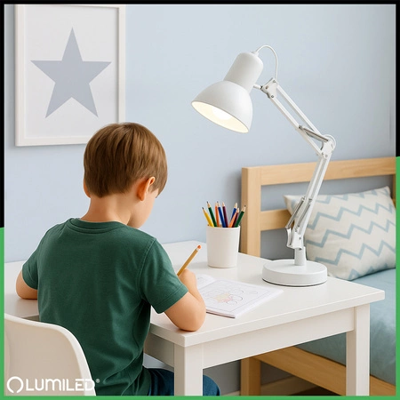 Stolní lampa E27, Bílá + držák na stůl TOBI LUMILED