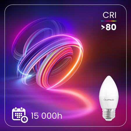 Žárovka LED E27, B35 8W = 60W 806lm 4000K Neutrální bílá 180° LUMILED