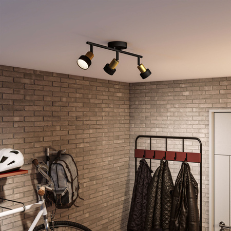 Reflektorové stropní svítidlo 3x GU10 černá-měděný vodič Philips