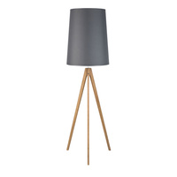 WALZ GREY Stojací lampa na trojnožce se stínidlem grafit a dřevo skandinávský E27 5046 TK Lighting
