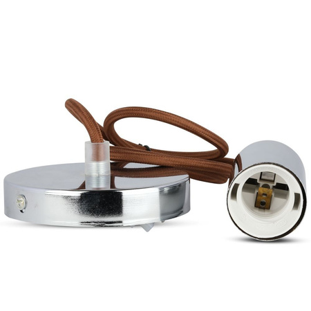 Závěsné svítidlo E27 Chromované stínítko s hnědým kabelem VT-7338 V-TAC