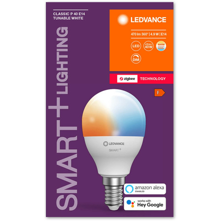 E14 P45 4.9W 470lm CCT LEDVANCE SMART+ ZigBee stmívatelná LED žárovka