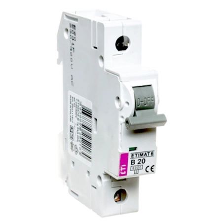 Nadproudový jistič Omezovač výkonu 6 1p B20 20A Ochrana proti přetížení ETIMAT