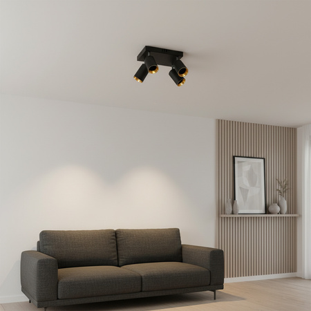 Stropní LED svítidlo nástěnné a stropní svítidlo 4 x GU10 MARIBEL Black GOLDLUX (Polux)