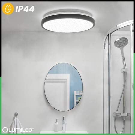 LED stropní podhled 24W 4000K CELIS Round IP44 Black Ring ALS LUMILED Povrchová montáž