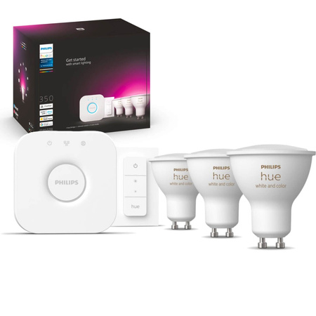 3PAK LED GU10 5,7W CCT RGB PHILIPS HUE White & COLOR Ambiance Bluetooth Zigbee žárovka + Hue Bridge + stmívač