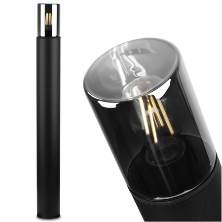 Venkovní stojací stožáry Zahradní lampa pro žárovku E27 Černé sklo IP54 80 cm SALVIA LUMILED