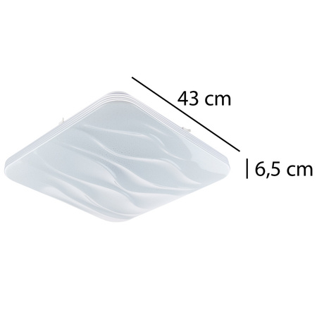 LED stropní koupelnový plafón 72W 3000-6500K White Square Diamond 43cm + dálkové ovládání