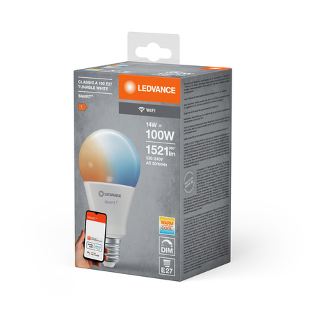E27 A100 LED žárovka 14W 1521lm SMART+ WiFi CCT Stmívatelné Classic LEDVANCE