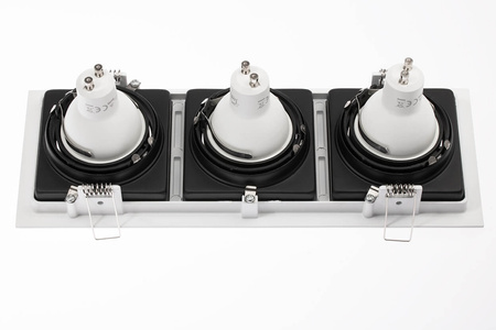 Halogenová Podhledové svítidlo 3x GU10, Nastavitelná Čtvercová Bílá GEMINUS LUMILED