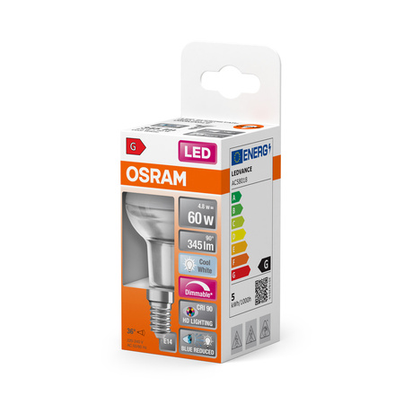LED žárovka R50 reflektor E14 4,8W = 60W 345lm 4000K neutrální bílá CRI90 36° Stmívatelná SUPERSTAR Osram