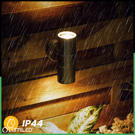 Zahradní nástěnná lampa GU10, IP44 nastavitelné nahoru a dolů Černá INOX LUMILED