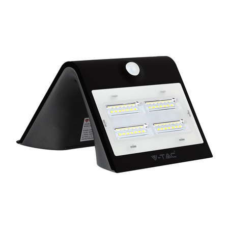 3W solární LED nástěnná lampa 4000K+3000K s pohybovým senzorem Černá VT-768 V-TAC
