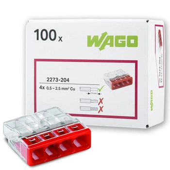 100x WAGO Quick Connector Instalační konektor 2273-204 pro WIRE 4x0.5-2.5 mm