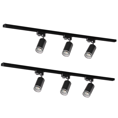 Sada přípojnic 1-fázová lišta + 6x reflektor GU10 černý PARIS Sanico Goldlux