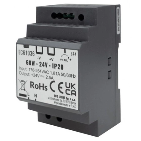 Napájecí zdroj LED Premium Line 60W 24V Ecolight na lištu DIN