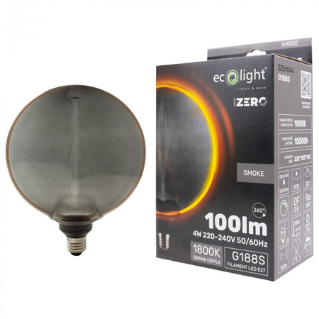 LED žárovka G188 E27 4W 100lm 1800K Warm FILAMENT Dekorativní ZERO Ecolight
