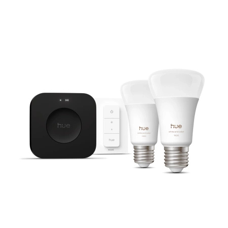 2x LED žárovka E27 A60 8,1W = 75W 1100lm CCT + RGB SMART Smart Bluetooth ZigBee White and Color Ambiance + Bridge PRO Bridge + Philips HUE Remote Controller