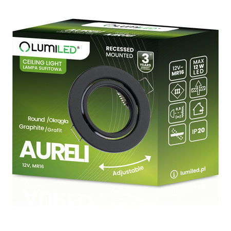 Kruhové halogenové svítidlo pod omítku AURELI Graphite sheet MR16 GU10 LUMILED