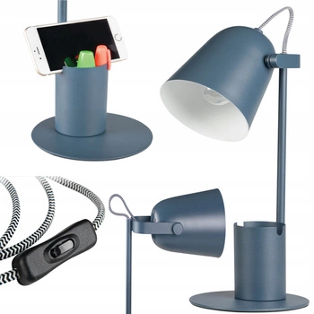 Školní noční stolní lampa + organizér Raibo E27 5W modrá KANLUX