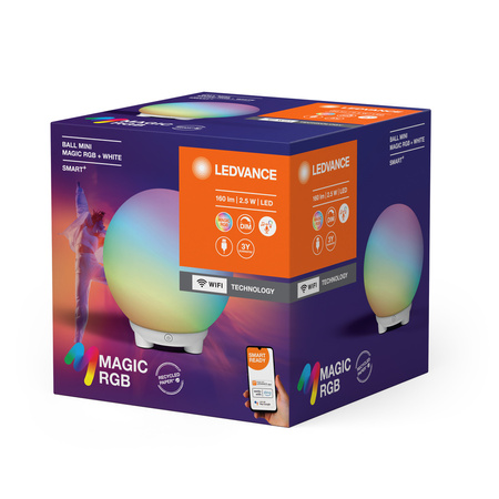 Inteligentní vnitřní světelná koule 2,5W 130lm RGB CCT USB stmívatelná bílá SMART+ WiFi Magic Ledvance