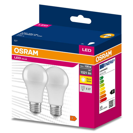 2x LED žárovka E27 A60 13W = 100W 1521lm 3000K Teplá bílá 200° OSRAM HODNOTA