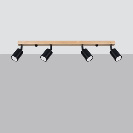 VERDO 4 4xGU10 Černé dřevěné moderní stropní svítidlo SOLLUX