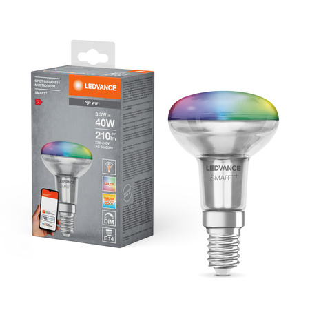 LED žárovka E14 R50 3,3W = 40W 210lm RGB CCT 45° LEDVANCE SMART+ WIFI stmívatelná