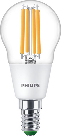 LED kulová žárovka E14 P45 2.3W = 40W 485lm 2700K Teplá bílá vlákno PHILIPS Ultra Efficient