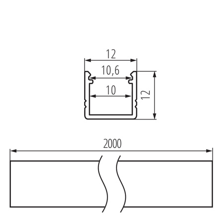 Hliníkový profil pro povrchovou montáž LED pásku Eloxovaný 2m PROFILO Kanlux 10ks.